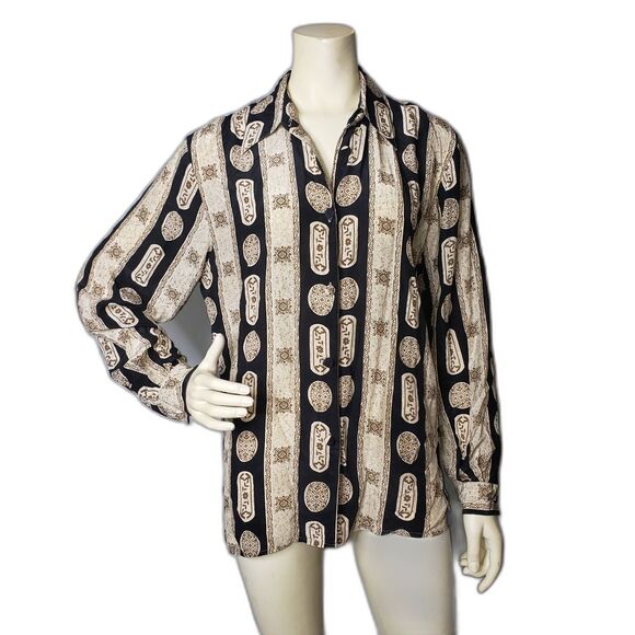 Vintage TESS Silk Blouse Button Down Long Sleeve Top Womens Size Large - Picture 6 of 6